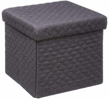 5five Poef/Hocker/opbergbox - donkergrijs - polyester/mdf - 31 x 31 cm - Poefs