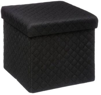 5five Poef/Hocker/opbergbox - zwart - polyester/mdf - 31 x 31 cm - Opbergbox
