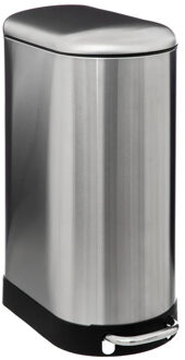 5five Prullenbak/pedaalemmer Ariane - zilver - rvs metaal - 30 liter - 42 x 25 x 62 cm - keuken
