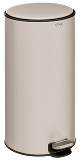 5five Prullenbak/pedaalemmer - beige - metaal - 30 liter - 39 x 33 x 62 cm - keuken