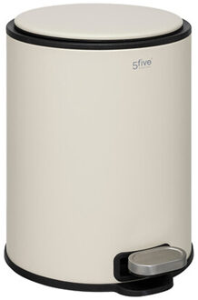 5five Prullenbak/pedaalemmer - beige - metaal - 6 liter - 30 cm