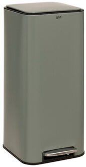 5five Prullenbak/pedaalemmer - groen - rvs metaal - 30 liter - 35 x 29 x 63 cm - keuken - vierkant