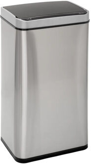 5five Prullenbak/pedaalemmer met sensor - zilver - metaal - 40 liter - 33 x 24 x 66 cm - keuken
