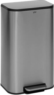 5five Prullenbak/pedaalemmer Norvik - mat zilver - rvs metaal - 30 liter - 36 x 30 x 61 cm - keuken