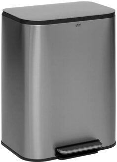 5five Prullenbak/pedaalemmer Norvik - mat zilver - rvs metaal - 50 liter - 45 x 35 x 61 cm - keuken