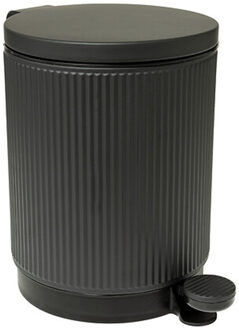 5five Prullenbak/pedaalemmer Onyx - metaal/kunststof - 5L - antraciet - D20 x H27 cm