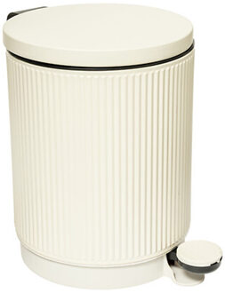 5five Prullenbak/pedaalemmer Onyx - metaal/kunststof - 5L - wit - D20 x H27 cm