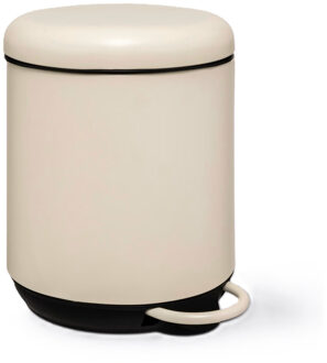 5five Prullenbak/pedaalemmer Savona - metaal/kunststof - 5L - ivoor - D20 x H27 cm