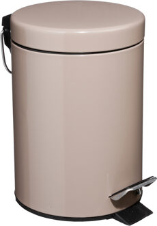5five Prullenbak - pedaalemmer - taupe - metaal - 3 L - 17 x 25 cm - Voor badkamer en toilet