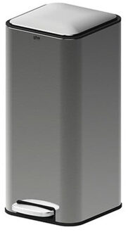 5five Prullenbak/pedaalemmer - titanium - rvs metaal - 30 liter - 35 x 29 x 63 cm - keuken - vierkant
