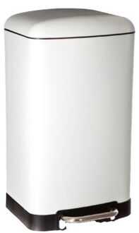 5five Prullenbak|pedaalemmer - wit - metaal - 30 liter - 34 x 61 cm