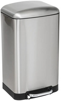 5five Prullenbak/pedaalemmer - zilver - metaal - 20 liter - 30 x 30 x 53 cm - keuken
