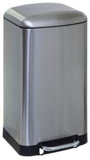 5five Prullenbak|pedaalemmer - zilver - metaal - 30 liter - 34 x 61 cm