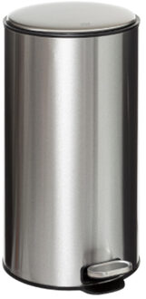 5five Prullenbak/pedaalemmer - zilver - metaal - 30 liter - 39 x 33 x 62 cm - keuken