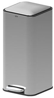 5five Prullenbak/pedaalemmer - zilver - rvs metaal - 30 liter - 35 x 29 x 63 cm - keuken - vierkant