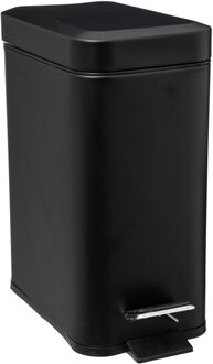 5five Prullenbak/pedaalemmer zwart rvs metaal 5 liter - 14x29x30 cm - Pedaalemmers