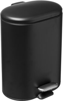 5five Prullenbak/pedaalemmer zwart rvs metaal 6 liter - 15x24x30 cm - Pedaalemmers