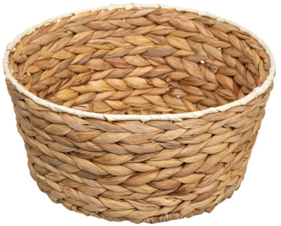 5five Rieten gevlochten mandje - naturel - D26 x H13 cm - rond - opbergmandje - broodjes - badkamer
