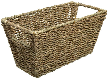 5five Rieten opbergmand - gevlochten rechthoek - beige/zwart - 31 x 15 x 15 cm