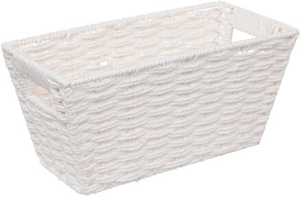 5five Rieten opbergmand - gevlochten rechthoek - wit - 31 x 15 x 15 cm