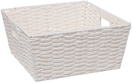 5five Rieten opbergmand - gevlochten vierkant - wit - 31 x 31 x 15 cm