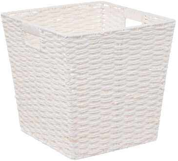 5five Rieten opbergmand - gevlochten vierkant - wit - 31 x 31 x 31 cm