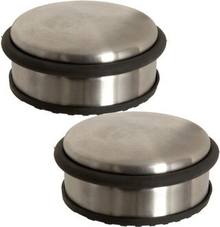 5five Ronde deurstopper - 2x - 10 x 4,5 cm - van metaal - Deurstop gewicht - 930 gr