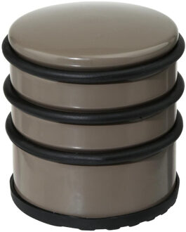 5five Ronde deurstopper taupe 7 x 7,5 cm van metaal - Deurstoppers