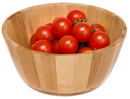 5five Salade of voedsel serveer schaal - bamboe hout - lichtbruin - D19 x H8 cm