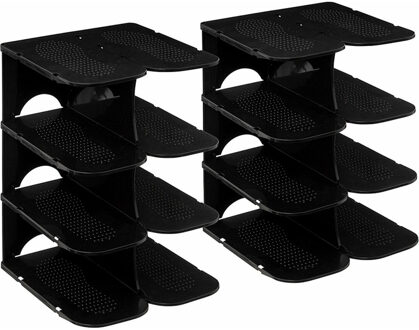 5five Schoenenrek - 2x - verticaal - stapelbaar?- zwart - kunststof - 27 x 25 x 38 cm?- ruimtebesparend/op