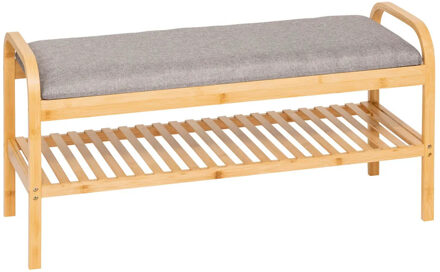 5five Schoenenrek Bankje - 2-laags - bamboe/kunststof - 90 x 34 x 45 cm - voor 4 paar schoenen