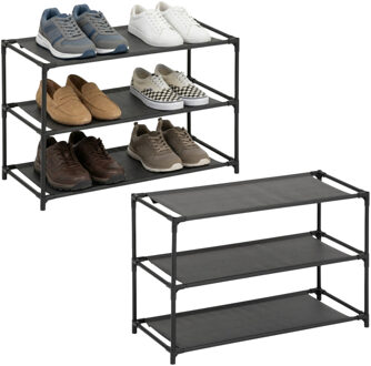 5five Schoenenrek Intissa - 2x - 3-laags - metaal/kunststof - 57 x 25 x 39 cm - voor 9 paar schoenen