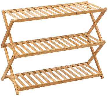 5five Schoenenrek/schoenenkast - naturel - 9x paar schoenen - bamboe - 70 x 28 x 52 cm - opvouwbaar