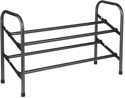 5five Schoenenrek/schoenenkast - uitschuifbaar - zwart - 6-10 paar schoenen - 61 x 39 cm - metaal