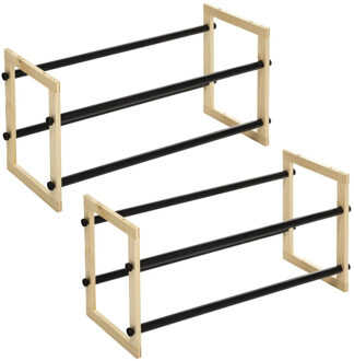 5five schoenenrek uitschuifbaar - 2x - 6-12 paar schoenen - 60 x 30 cm - metaal/hout