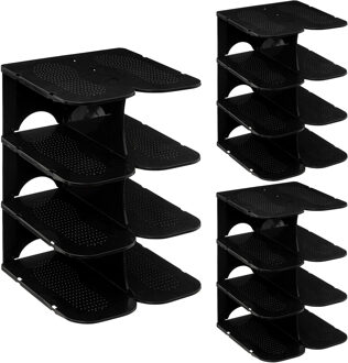 5five Schoenenrek - verticaal - stapelbaar?- zwart - kunststof - 27 x 25 x 38 cm?- voor 12x paar schoenen