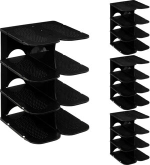 5five Schoenenrek - verticaal - stapelbaar?- zwart - kunststof - 27 x 25 x 38 cm?- voor 16x paar schoenen