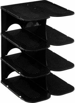 5five Schoenenrek - verticaal - stapelbaar?- zwart - kunststof - 27 x 25 x 38 cm?- voor 4x paar schoenen