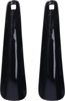 5five Schoenlepel - 2x - 16 cm - kunststof - zwart - met haak - instaphulp - schoenen