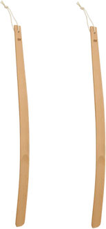 5five Schoenlepel - 2x - 55 cm - bamboe - bruin - met touw - instaphulp - schoenen