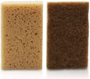 5five Schuursponsjes - 2x st - 7 x 11,5 cm kokosvezel - Keukensponsjes - Biologisch afbreekbaar - schoonm