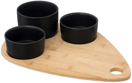5five Serveerplank bamboe - met 4x luxe schaaltjes - 35 x 24 cm - tapas en saus schaaltjes