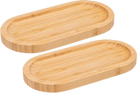 5five Serveerplankje voor hapjes/fingerfood? - 2x - 20 x 10 cm - bamboe hout - borrelplank - tapasplank