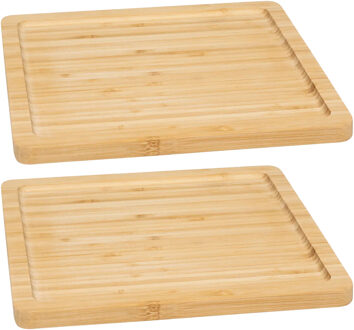 5five Serveerplankje voor hapjes/fingerfood? - 2x - 25 x 25 cm - bamboe hout - borrelplank - tapasplank