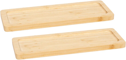 5five Serveerplankje voor hapjes/fingerfood? - 2x - 30 x 11 cm - bamboe hout - borrelplank - tapasplank