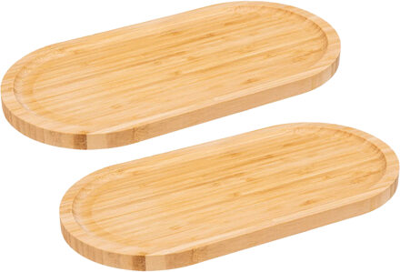 5five Serveerplankje voor hapjes/fingerfood? - 2x - 30 x 15 cm - bamboe hout - borrelplank - tapasplank