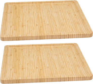5five Serveerplankje voor hapjes/fingerfood? - 2x - 30 x 30 cm - bamboe hout - borrelplank - tapasplank