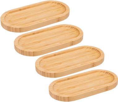 5five Serveerplankje voor hapjes/fingerfood? - 4x - 20 x 10 cm - bamboe hout - borrelplank - tapasplank