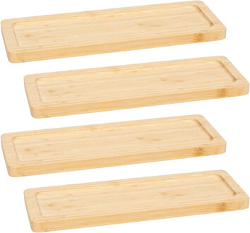 5five Serveerplankje voor hapjes/fingerfood? - 4x - 30 x 11 cm - bamboe hout - borrelplank - tapasplank