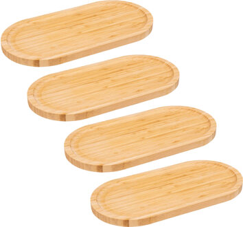 5five Serveerplankje voor hapjes/fingerfood? - 4x - 30 x 15 cm - bamboe hout - borrelplank - tapasplank